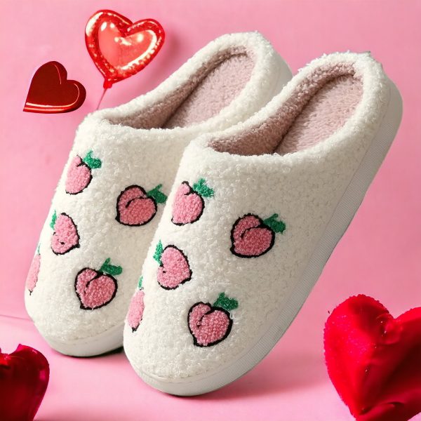 4 Different Fruit Slippers Cozy Peach Slides with Rubber Sole Cute, Funny House Slippers Pineapple, Cherry, Strawberry Slippers for Women - 7-PhotoRoom(1)