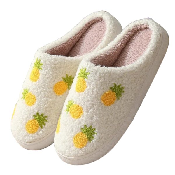 4 Different Fruit Slippers Cozy Peach Slides with Rubber Sole Cute, Funny House Slippers Pineapple, Cherry, Strawberry Slippers for Women - 8-PhotoRoom