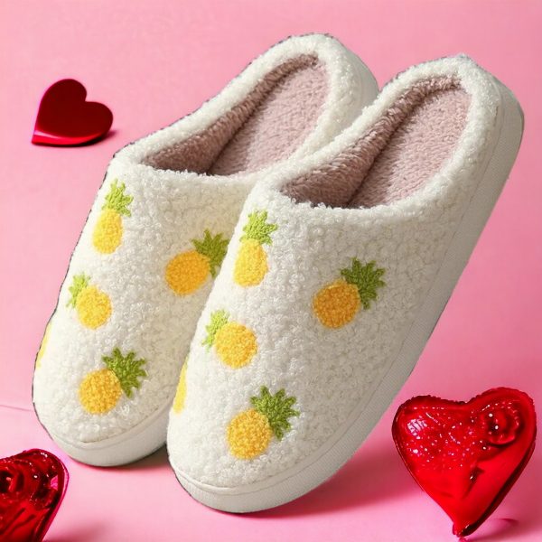 4 Different Fruit Slippers Cozy Peach Slides with Rubber Sole Cute, Funny House Slippers Pineapple, Cherry, Strawberry Slippers for Women - 8-PhotoRoom(1)