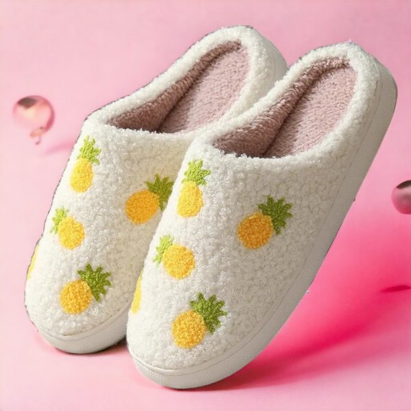 4 Different Fruit Slippers Cozy Peach Slides with Rubber Sole Cute, Funny House Slippers Pineapple, Cherry, Strawberry Slippers for Women - 8-PhotoRoom(2)