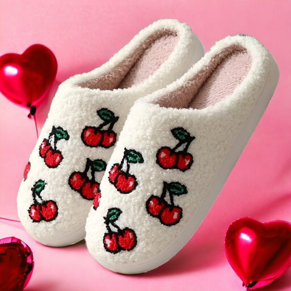 4 Different Fruit Slippers Cozy Peach Slides with Rubber Sole Cute, Funny House Slippers Pineapple, Cherry, Strawberry Slippers for Women - 9-PhotoRoom(1)