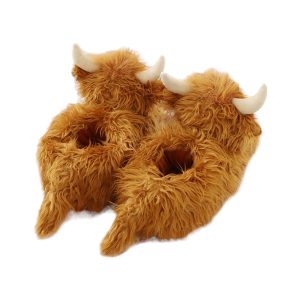 Adorable Highland Cow Fluffy Warm Slippers (1)