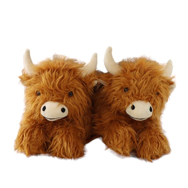 Adorable Highland Cow Fluffy Warm Slippers (3)