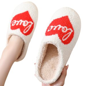 Big Red Love Warmth and Love in Every Step - Cotton Slippers for Women-PhotoRoom