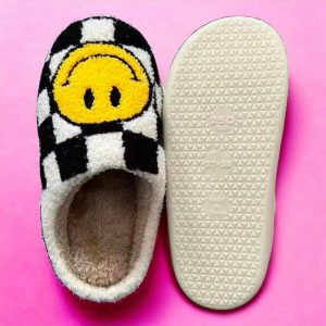Checkered Smiley Face Slippers_4573-gigapixel-PhotoRoom