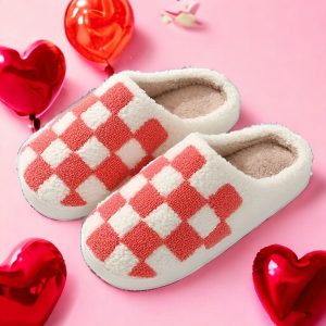 Checkers Slippers Cozy Slides with Rubber Sole Cute, stylish house slippers - 3-PhotoRoom(1)