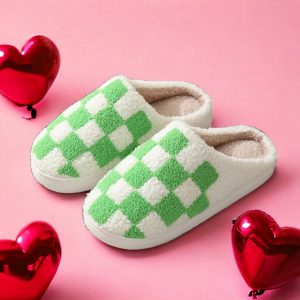 Checkers Slippers Cozy Slides with Rubber Sole Cute, stylish house slippers - 4-PhotoRoom(1)