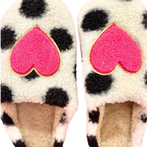Chic Pink Heart Patch Valentine's Day Slippers (1)