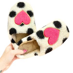 Chic Pink Heart Patch Valentine's Day Slippers (2)