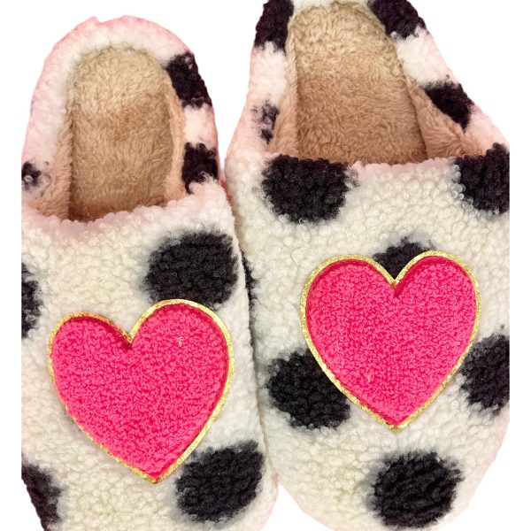 Chic Pink Heart Patch Valentine's Day Slippers