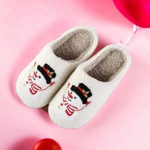 Christmas SnowMan Holiday Slippers, Women’s House Shoes - 2-PhotoRoom(2)