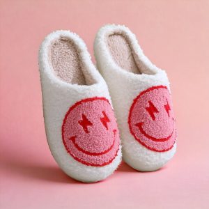 Cozy Smiley Slippers Cute, Funny Slides with Rubber Sole Cute, Funny House Slippers Slippers for women - 1-PhotoRoom(1)