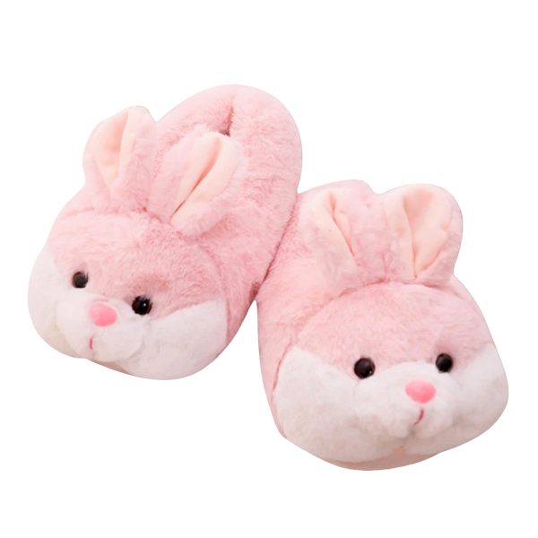 Cute Bunny Bag Heel Plush Slippers - Furry Pink (1)