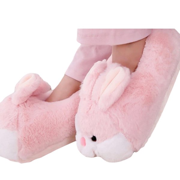 Cute Bunny Bag Heel Plush Slippers - Furry Pink (3)