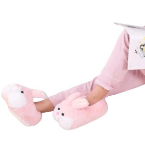 Cute Bunny Bag Heel Plush Slippers - Furry Pink