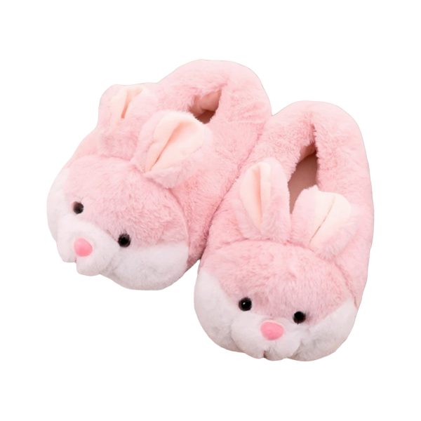 Cute Bunny Bag Heel Plush Slippers - Furry Pink (4)