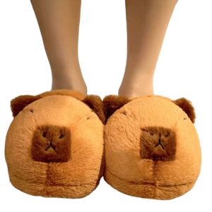 Cute Cartoon Capybara Cotton Slippers Soft, Non-slip, and Cozy Indoor Plush Shoes One Size 35-42 - 1-PhotoRoom