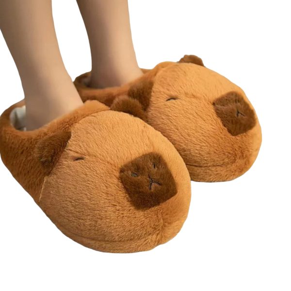 Cute Cartoon Capybara Cotton Slippers Soft, Non-slip, and Cozy Indoor Plush Shoes One Size 35-42 - 2-PhotoRoom