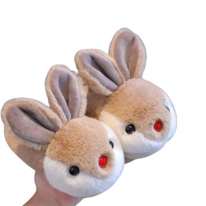 Cute Cartoon Rabbit Winter Plush Slippers for Kids - Indoor Warmth and Comfort - 1-PhotoRoom