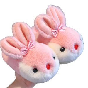 Cute Cartoon Rabbit Winter Plush Slippers for Kids - Indoor Warmth and Comfort - 3-PhotoRoom