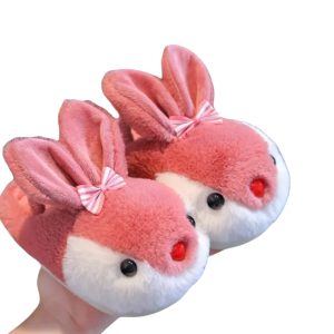 Cute Cartoon Rabbit Winter Plush Slippers for Kids - Indoor Warmth and Comfort - 4-PhotoRoom