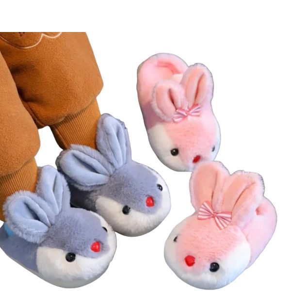Cute Cartoon Rabbit Winter Plush Slippers for Kids - Indoor Warmth and Comfort - 5-PhotoRoom