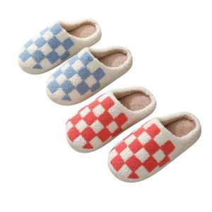 Gingham Slippers, Women’s Plaid House Shoes - 1-PhotoRoom(1)