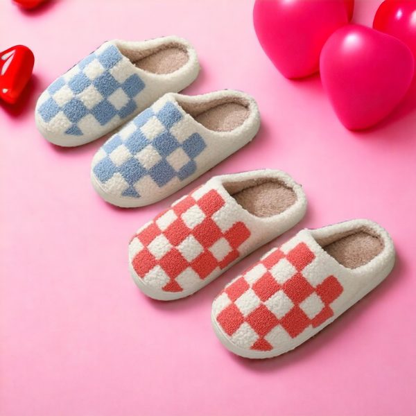 Gingham Slippers, Women’s Plaid House Shoes - 1-PhotoRoom(2)