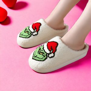 Grinch-Inspired Slippers Women's Slides Movie House Slippers for Advent Time Warm, Cozy Slippers Slippers for women - 5-PhotoRoom(2)