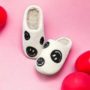 HALLOWEEN Black Smiley Face Slippers, Women’s House Shoes - 4-PhotoRoom(2)