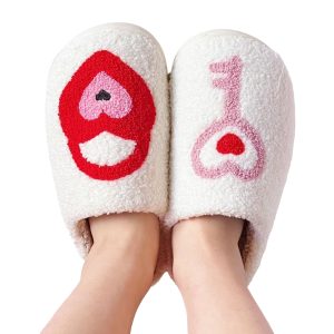Exclusive Key to Heart Fuzzy Wedding Slippers