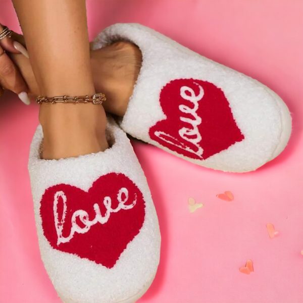 Love Heart Slippers, Womens Slippers, Heart Slippers, Cozy Slippers, Valentines Gift, Gift for Her, Mothers Day Gift for Woman - 1-PhotoRoom(1)