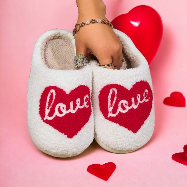 Love Heart Slippers, Womens Slippers, Heart Slippers, Cozy Slippers, Valentines Gift, Gift for Her, Mothers Day Gift for Woman - 3-PhotoRoom(1)