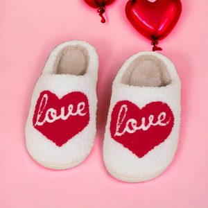 Love Heart Slippers, Womens Slippers, Heart Slippers, Cozy Slippers, Valentines Gift, Gift for Her, Mothers Day Gift for Woman - 6-PhotoRoom(1)