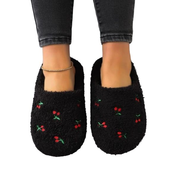 Luxurious Cherry Embroidered Slippers - Valentine's Gift (1)