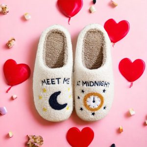 Meet Me at Midnight Slippers, Taylor Swift Gifts, Cozy Slippers, Embroidered Slippers, Gifts for Her, Valentines Day Slippers, Warm Home - 6-PhotoRoom(1)