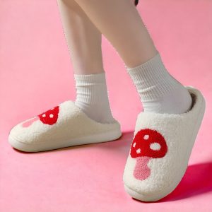 Mushroom Slippers Green, Red Slides with Rubber Sole Cute House Slippers Warm fungal slippers for women - 3-PhotoRoom(1)