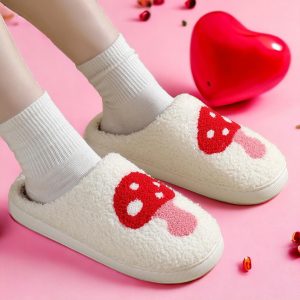 Mushroom Slippers Green, Red Slides with Rubber Sole Cute House Slippers Warm fungal slippers for women - 5-PhotoRoom(1)