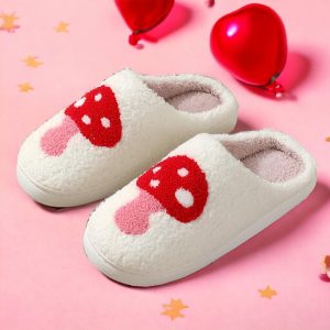 Mushroom Slippers Green, Red Slides with Rubber Sole Cute House Slippers Warm fungal slippers for women - 7-PhotoRoom(1)