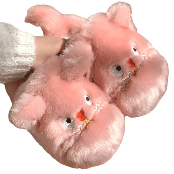 New Cute Cats Faux Plush Fur Winter Women's Slippers - Soft and Warm Home Cotton Shoes - 3-PhotoRoom