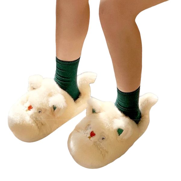 New Cute Cats Faux Plush Fur Winter Women's Slippers - Soft and Warm Home Cotton Shoes - 6-PhotoRoom