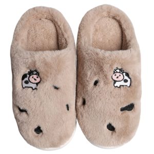 PS Cow Fur Slippers ·Cozy Slippers·Slippers for Women·House slippers·Winter Slippers·Soft·ComfyLuxe - 2-PhotoRoom