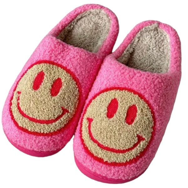 Pastel Smiley Face Slippers, Women’s House Shoes - 3-PhotoRoom