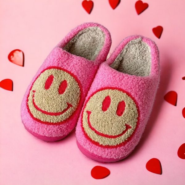Pastel Smiley Face Slippers, Women’s House Shoes - 3-PhotoRoom(1)