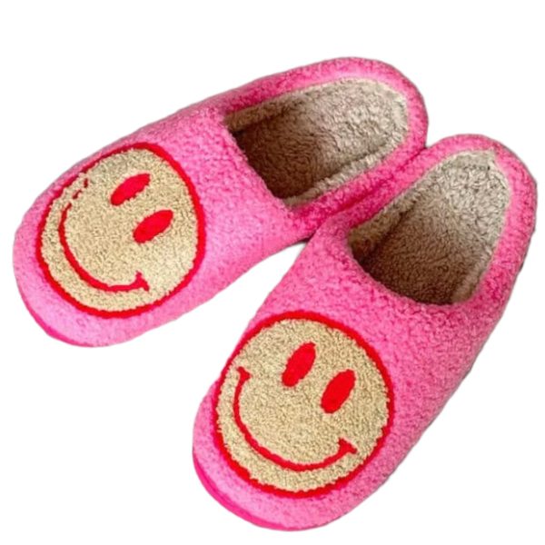 Pastel Smiley Face Slippers, Women’s House Shoes - 5-PhotoRoom