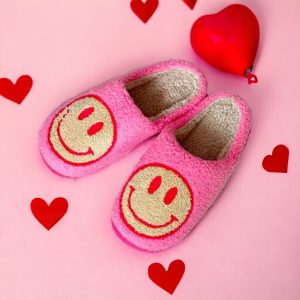 Pastel Smiley Face Slippers, Women’s House Shoes - 5-PhotoRoom(1)