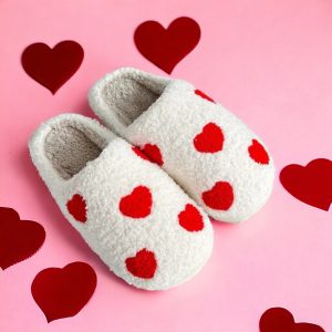 Red Heart Slippers, Pink Love Slippers, Cute Fluffy Cozy Slippers, Gifts For Her, Couples Slippers for Valentines, Winter Home Slippers - 3-PhotoRoom(1)