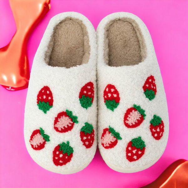 Strawberry Slippers, Fuzzy Cozy Slippers With Rubber Sole, House Slipper,Cute Slippers for Women, Plush Warm Slipper,Gift For Her Friend - 1-PhotoRoom(1)