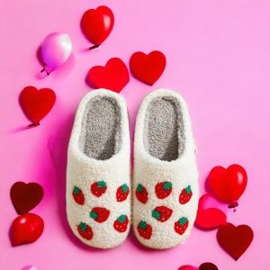 Sweet Strawberry Fluffy Home Slippers,Cute Slippers,Cartoon Cozy House Slides,Women Slippers,Embroidered Slippers,Gifts For Her - 1-PhotoRoom(1)