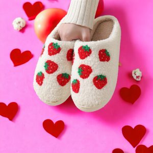 Sweet Strawberry Fluffy Home Slippers,Cute Slippers,Cartoon Cozy House Slides,Women Slippers,Embroidered Slippers,Gifts For Her - 3-PhotoRoom(1)
